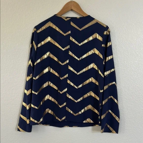 SHEIN Navy and Gold Zigzag Blouse - Picture 6 of 6